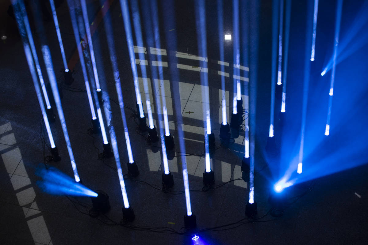 Twenty-nine lights illuminate the rotunda at the Clark County Government Center as part of a re ...