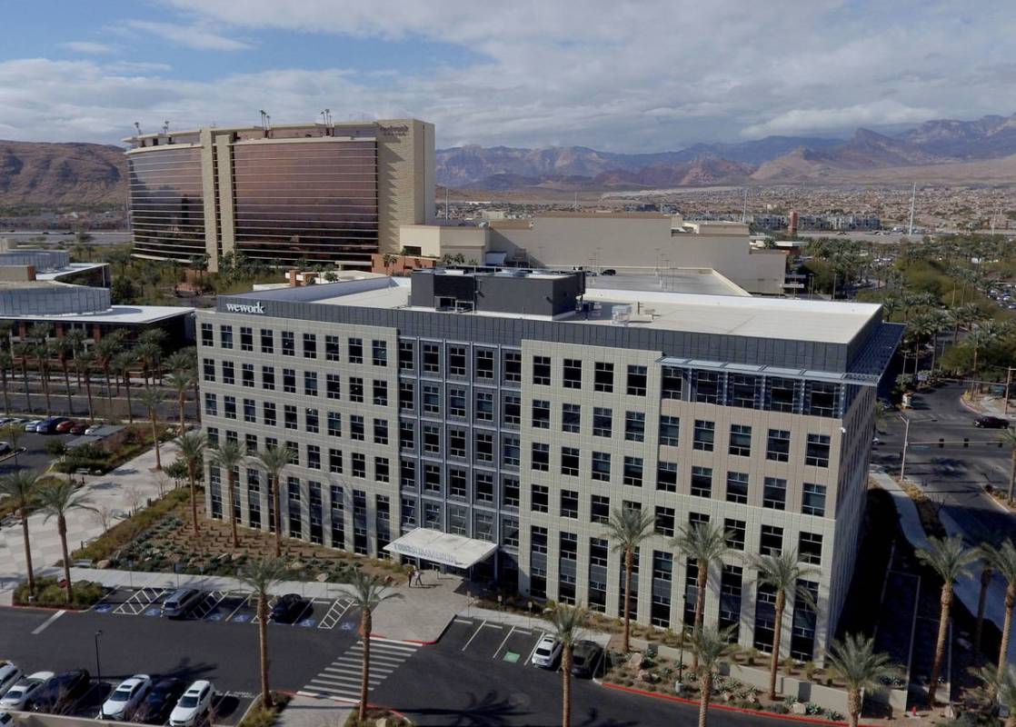 An office building at the southeast corner of Pavilion Center and Griffith Peak Drive, near Cit ...