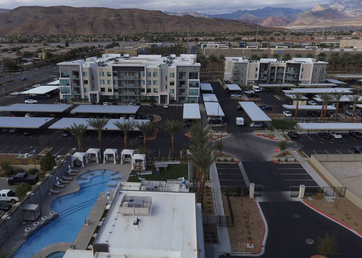The Tanager apartment complex at the corner of Sahara Ave. and Pavilion Center Dr., is photogra ...