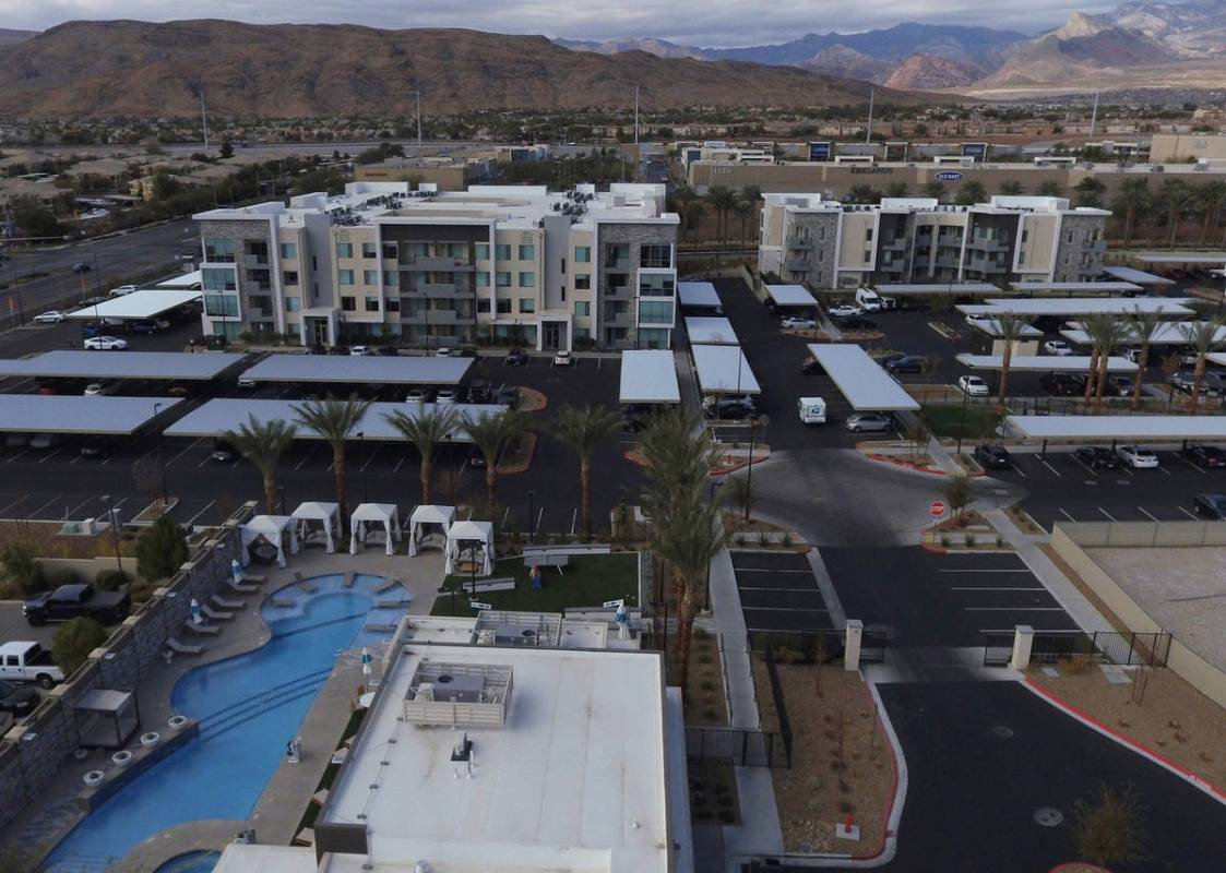The Tanager apartment complex at the corner of Sahara Ave. and Pavilion Center Dr., is photogra ...