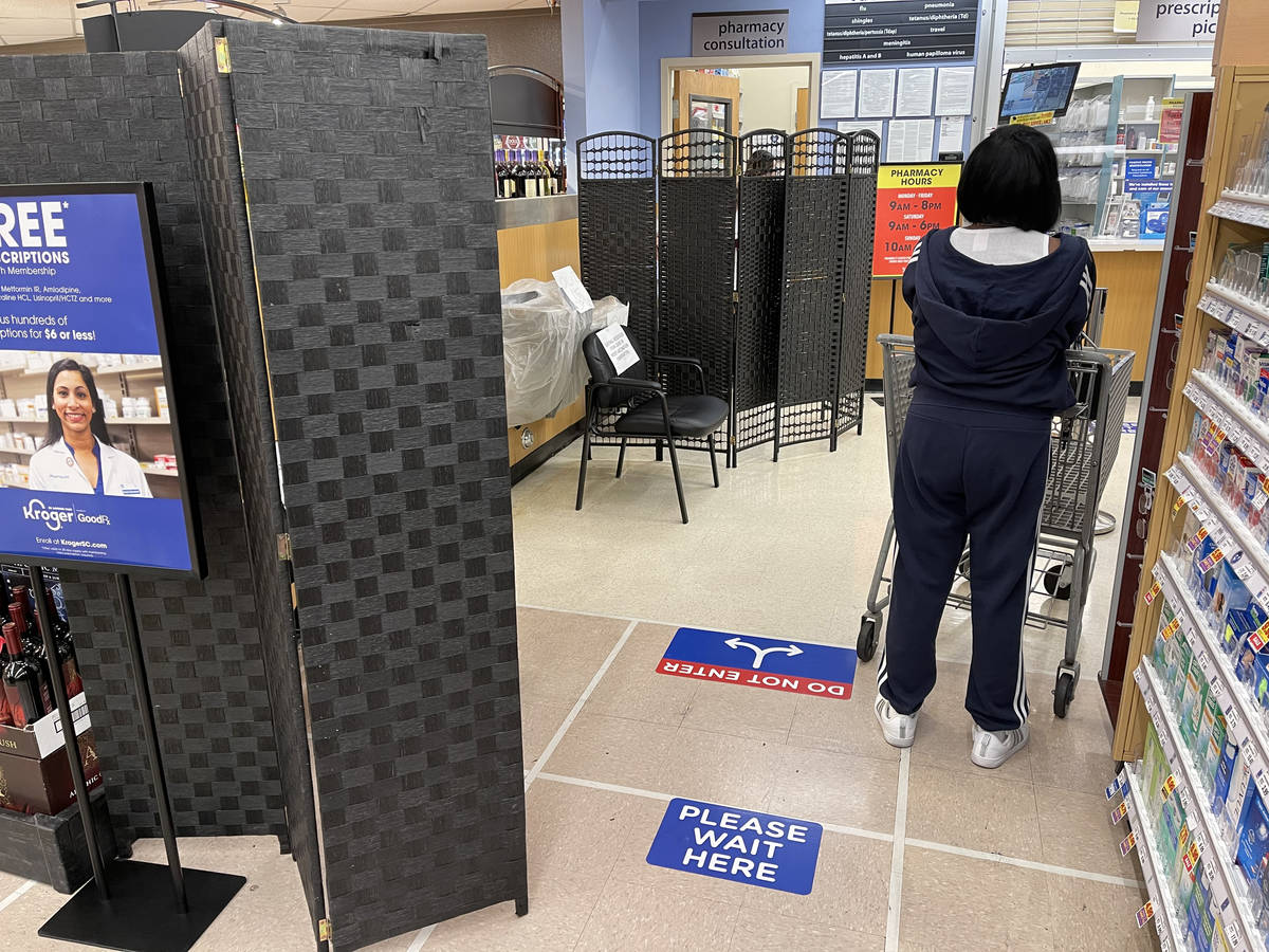A privacy barrier for COVID-19 vaccinations at Smith's at Rampart and Lake Mead boulevards in L ...