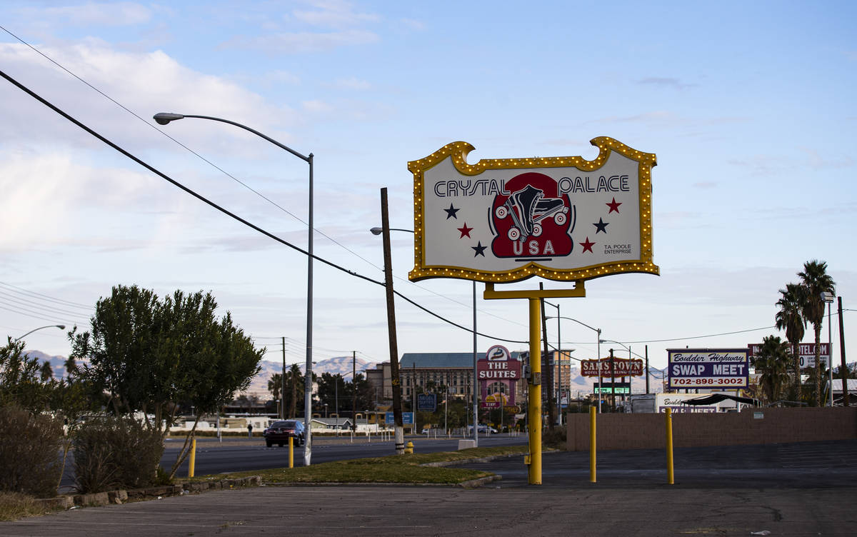 An exterior view of the Crystal Palace roller rink on Boulder Highway in Las Vegas on Wednesday ...