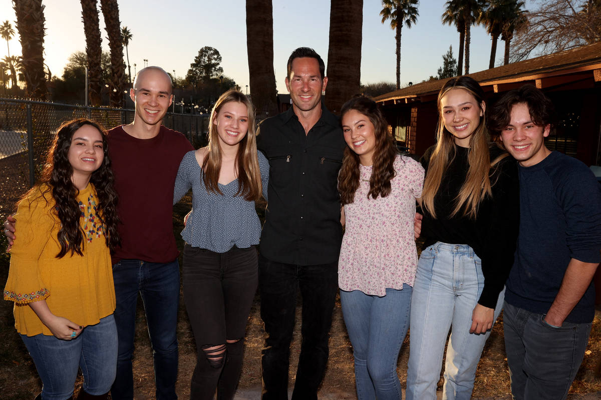 Kyle Kimoto, center, poses with his children, from left, Kiana Oswald, 23, Cole Kimoto, 24, Kai ...