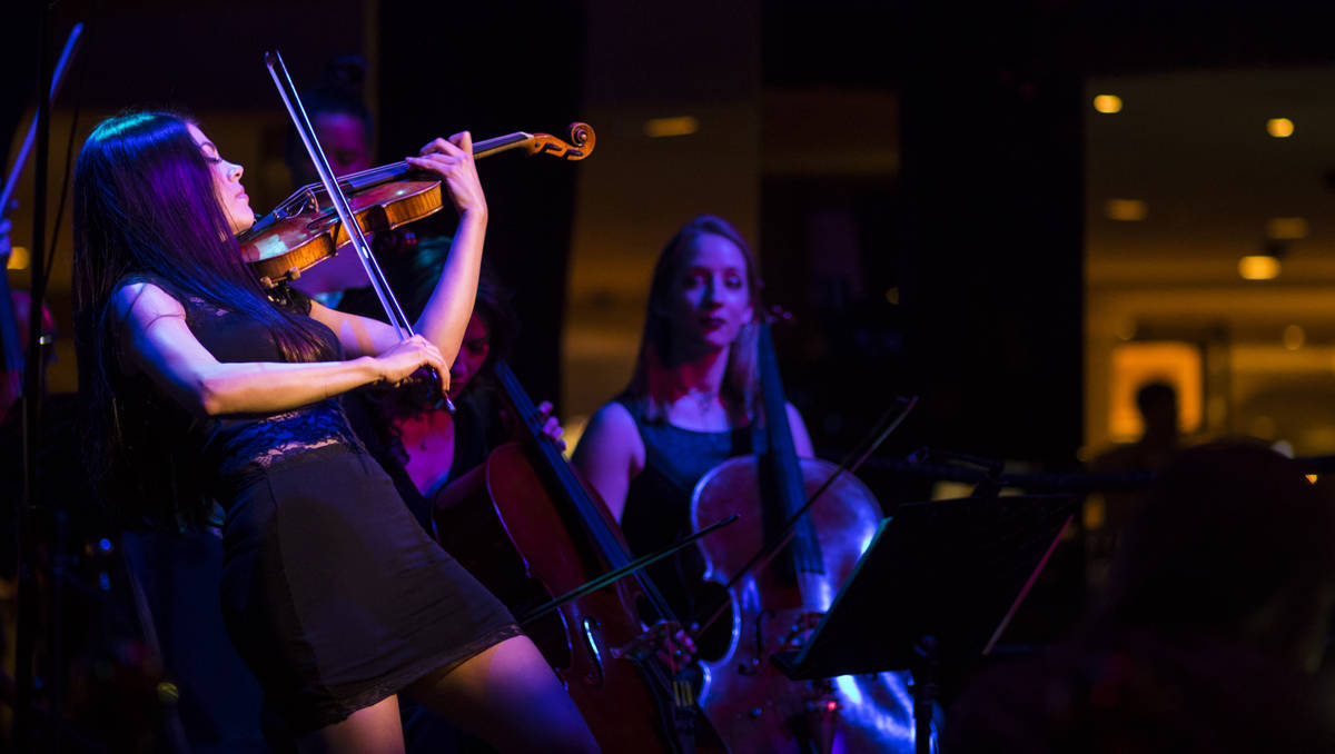 The David Perrico Pop Strings Orchestra performs at Cleopatra's Barge at Caesars Palace in Las ...