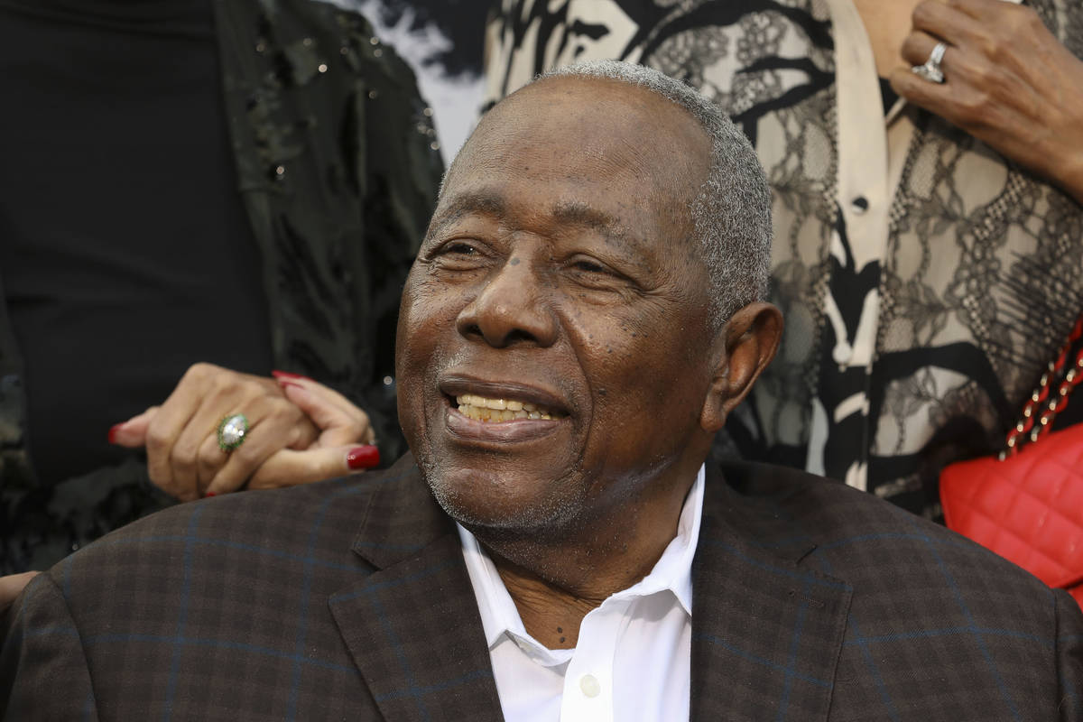 Hank Aaron attends the world premiere of the Black Godfather at Paramount Studios on Monday, Ju ...