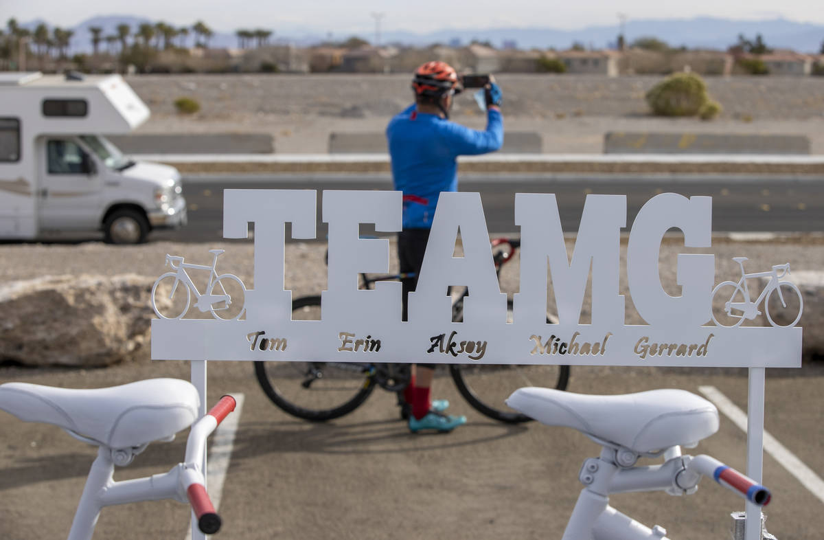 A custom metal plate in recognition for TEAMG during the LV5 Ghost Bike Unveiling & Memoria ...
