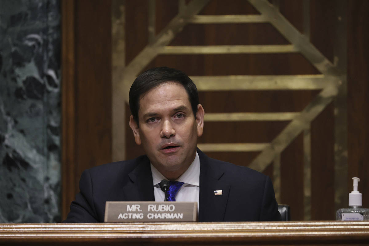 Sen. Marco Rubio, R-Fla., speaks during a confirmation hearing for President-elect Joe Biden&#x ...