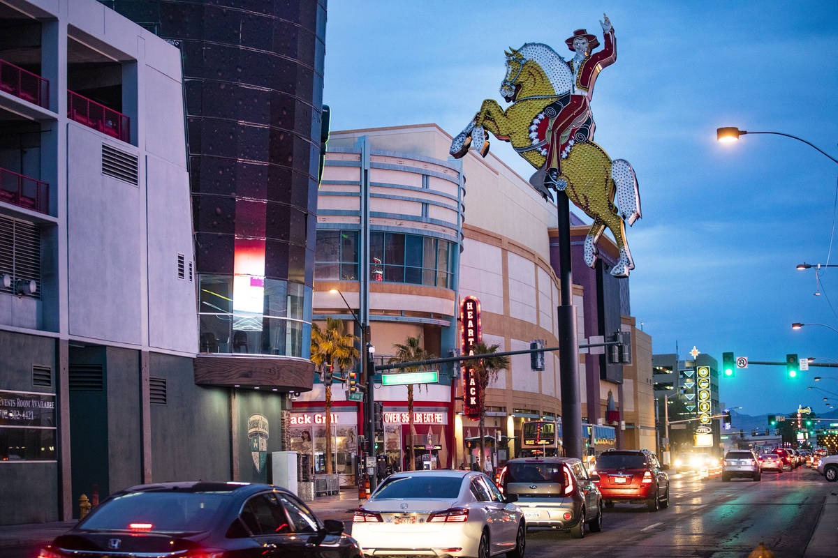 The restored neon sign originally from the Hacienda Hotel on Las Vegas Boulevard in Las Vegas, ...