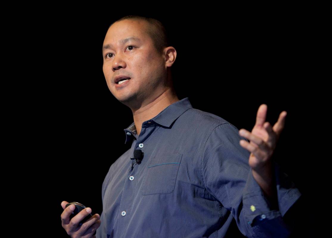In this Sept. 30, 2013, file photo, Tony Hsieh speaks during a Grand Rapids Economic Club lunch ...