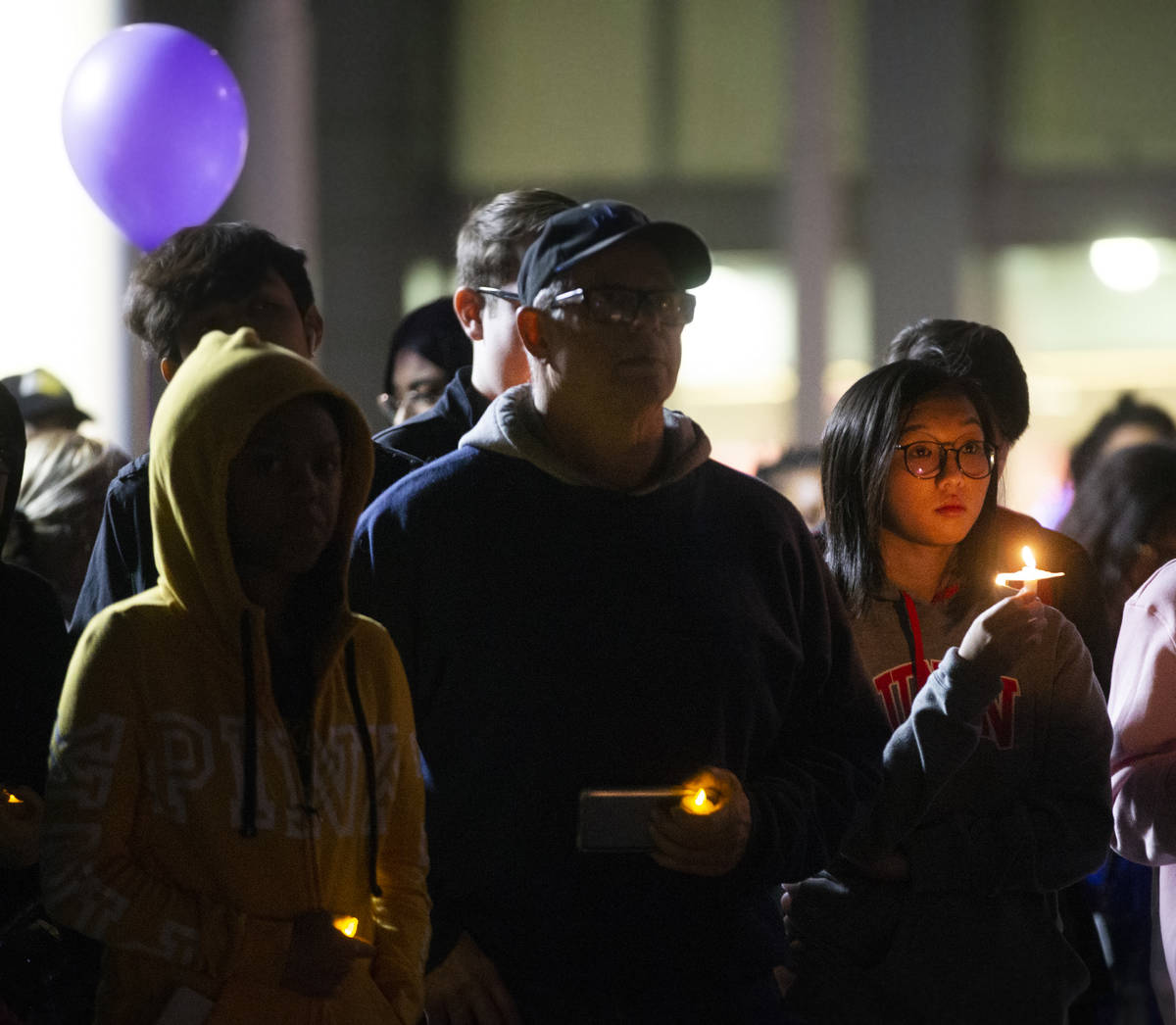 Attendees listen to stories about the impact Kobe Bryant had on his fans lives during a vigil f ...