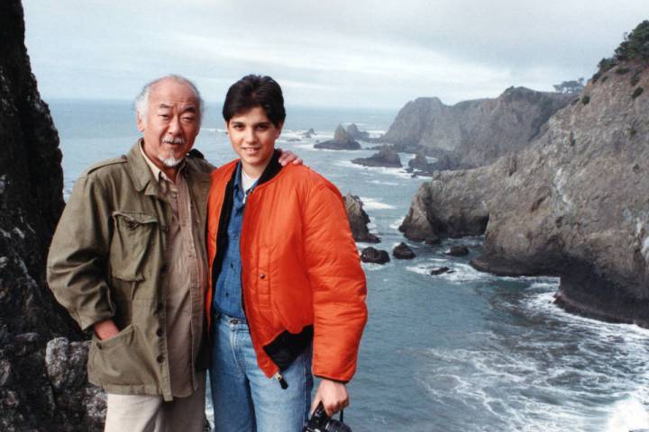 Pat Morita with his "Karate Kid" co-star Ralph Macchio. (Evelyn Guerrero-Morita)