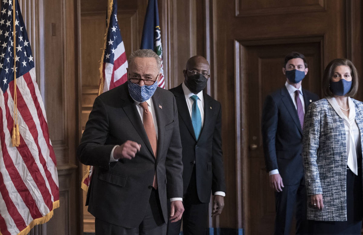 On the first full day of the Democratic majority in the Senate, Majority Leader Chuck Schumer, ...
