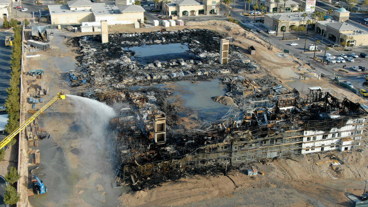 This Jan. 19, 2021, file photo shows an aerial view of the damage after an overnight fire at an ...