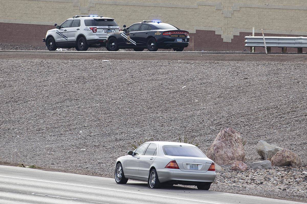 The northbound lanes of U.S. Highway 95 at Russell Road in Henderson were closed for an acciden ...