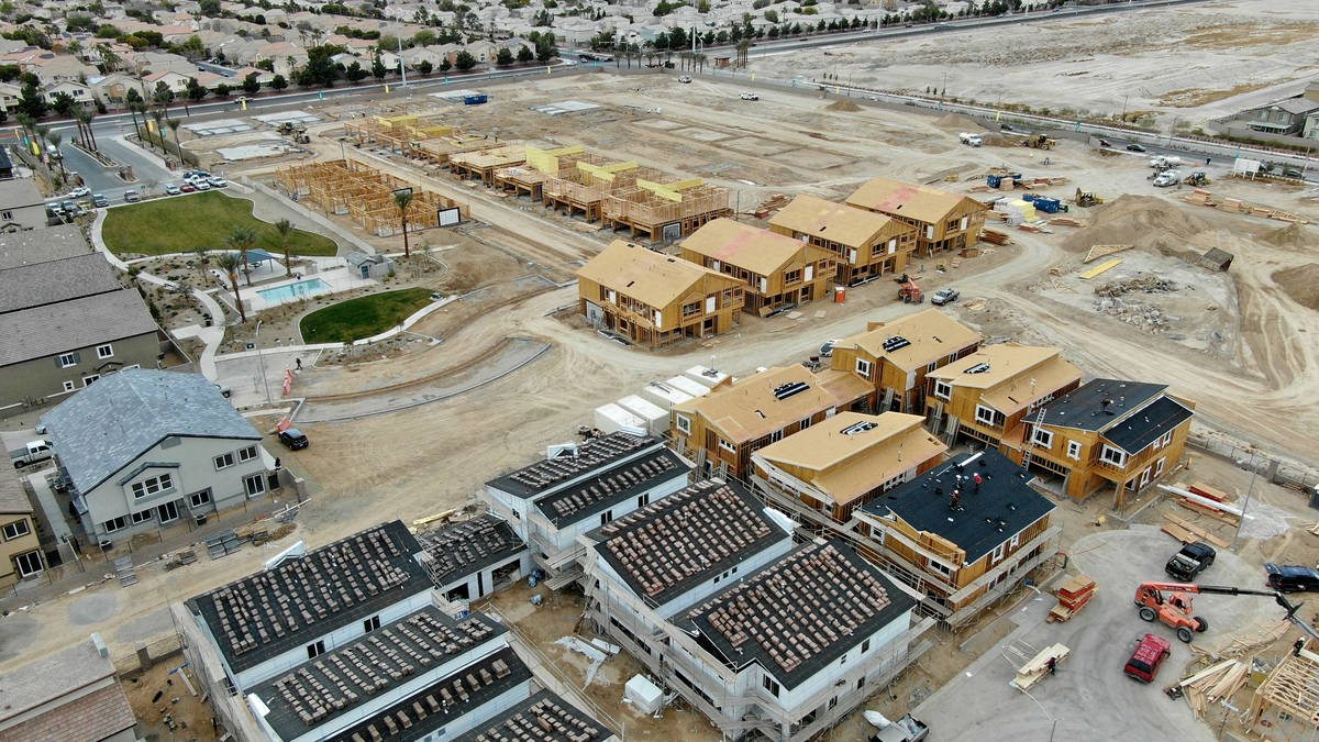 An aerial view of housing developments near North Decatur Boulevard between Elkhorn Road and Gr ...
