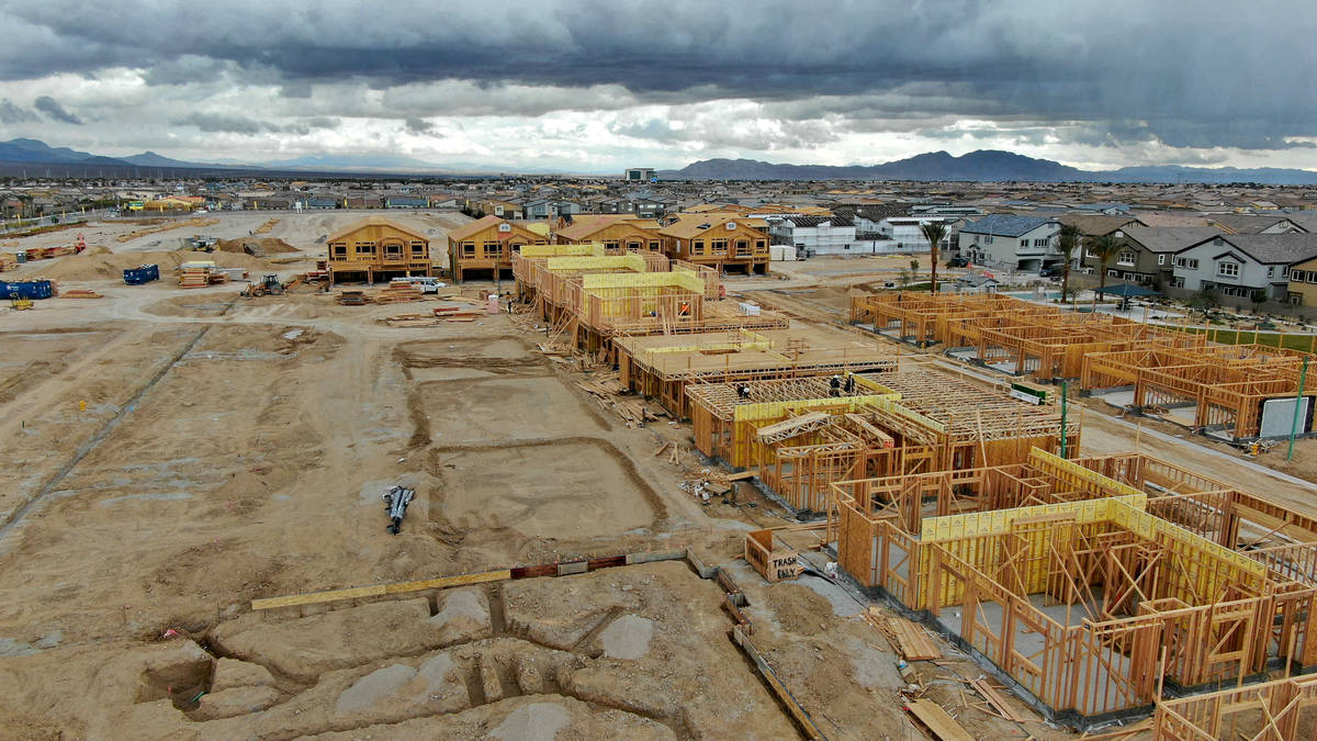 An aerial view of housing developments near North Decatur Boulevard between Elkhorn Road and Gr ...