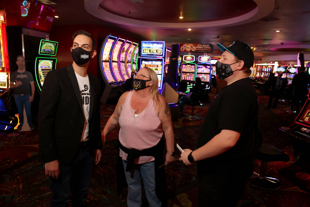 Slot machine YouTuber Brian Christopher visits with Kelly DeGeorge, 55, and her son William DeG ...