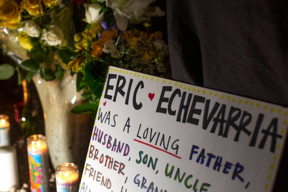 A vigil for Eric Echevarria, a 52-year-old father and husband who was killed in a suspected DUI ...