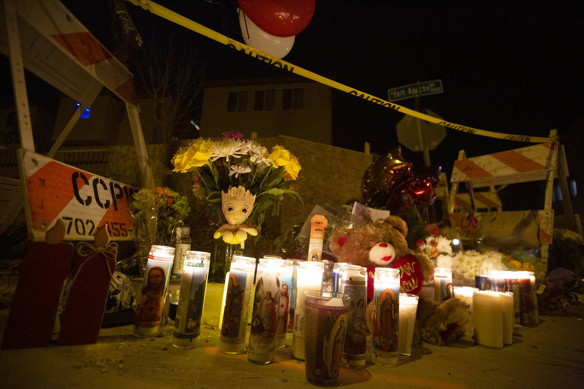 A memorial stands at the intersection of Furnace Gulch Avenue and Fort Apache Road where Eric E ...