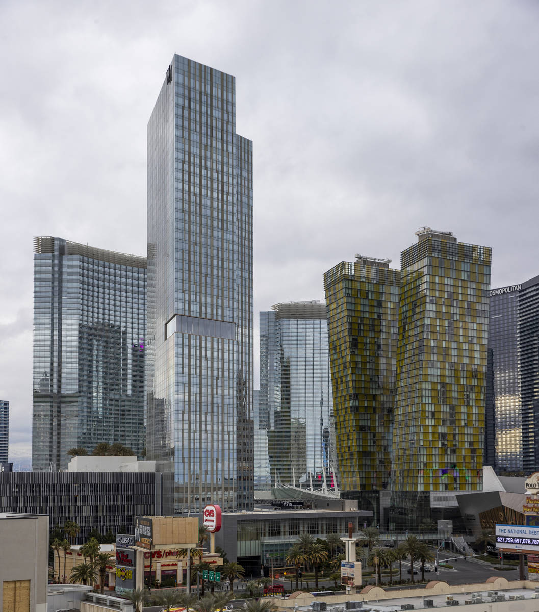 The Waldorf Astoria, center, and the Veer towers, right, are some of the condos about the Las V ...