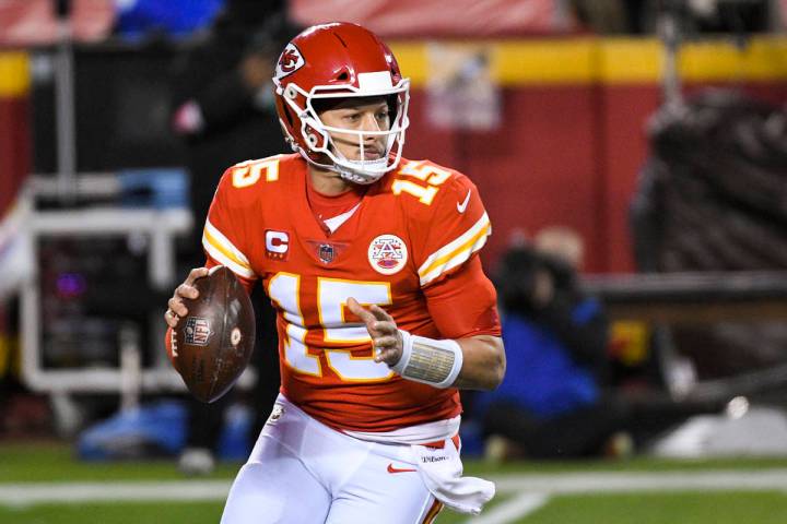 Kansas City Chiefs quarterback Patrick Mahomes during the first half of the NFL AFC championshi ...