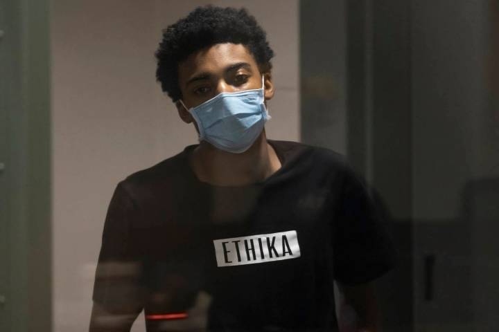 Zaon Collins, a star ex basketball player at Bishop Gorman and current UNLV recruit, makes his ...