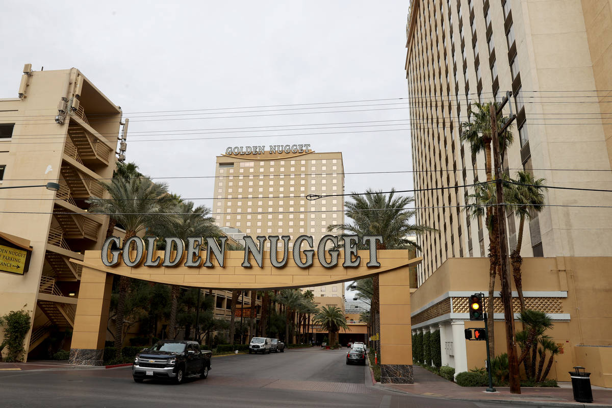 Golden Nugget in at the Fremont Street Experience in downtown Las Vegas Monday, Feb. 1, 2021. ( ...