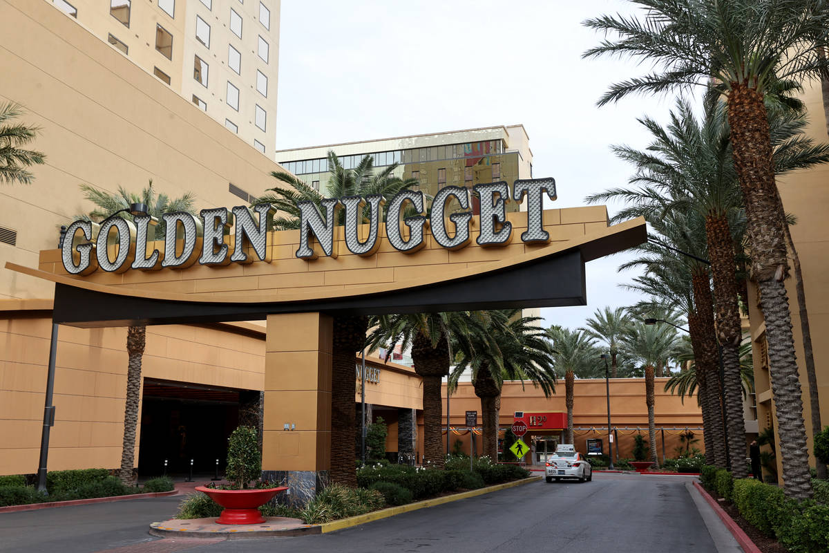 Golden Nugget in at the Fremont Street Experience in downtown Las Vegas Monday, Feb. 1, 2021. ( ...