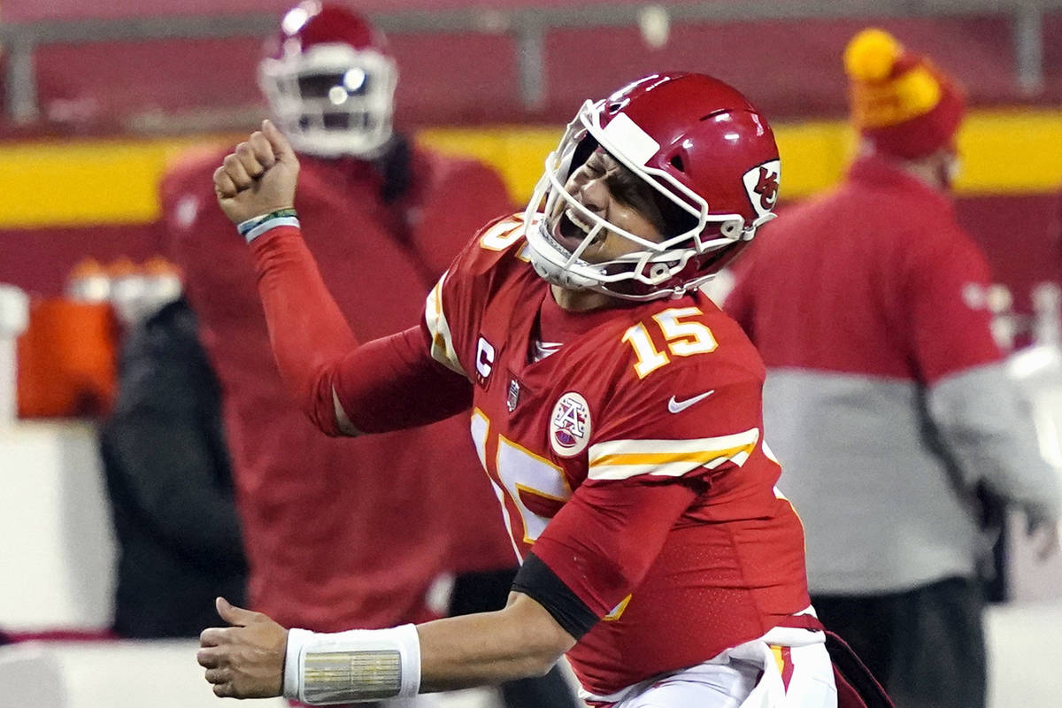 FILE - In this Sunday, Jan. 24, 2021, file photo, Kansas City Chiefs quarterback Patrick Mahome ...