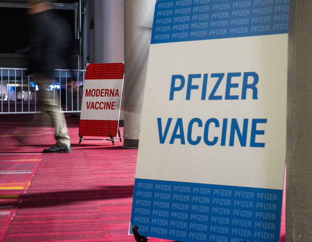 Entrance to the Southern Nevada Health District's COVID-19 Second Dose Clinic site within the L ...