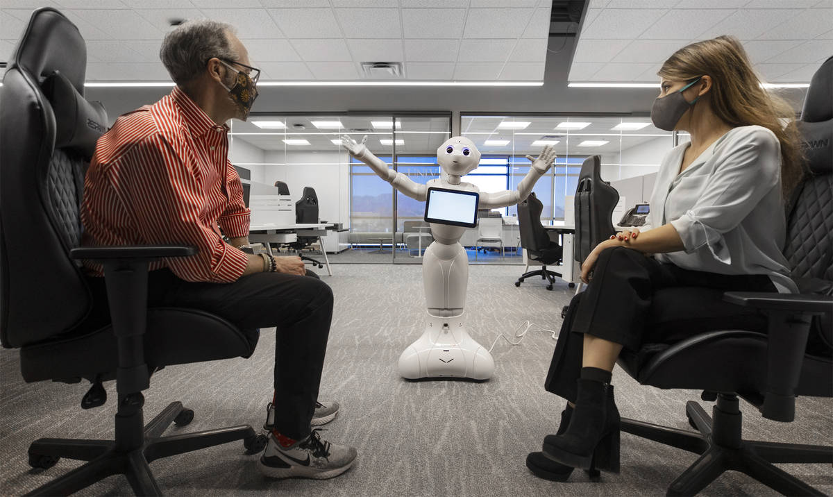 Dr. Robert Rippee, left, executive director of Black Fire Innovation Hub, and Nasim Binesh, a P ...