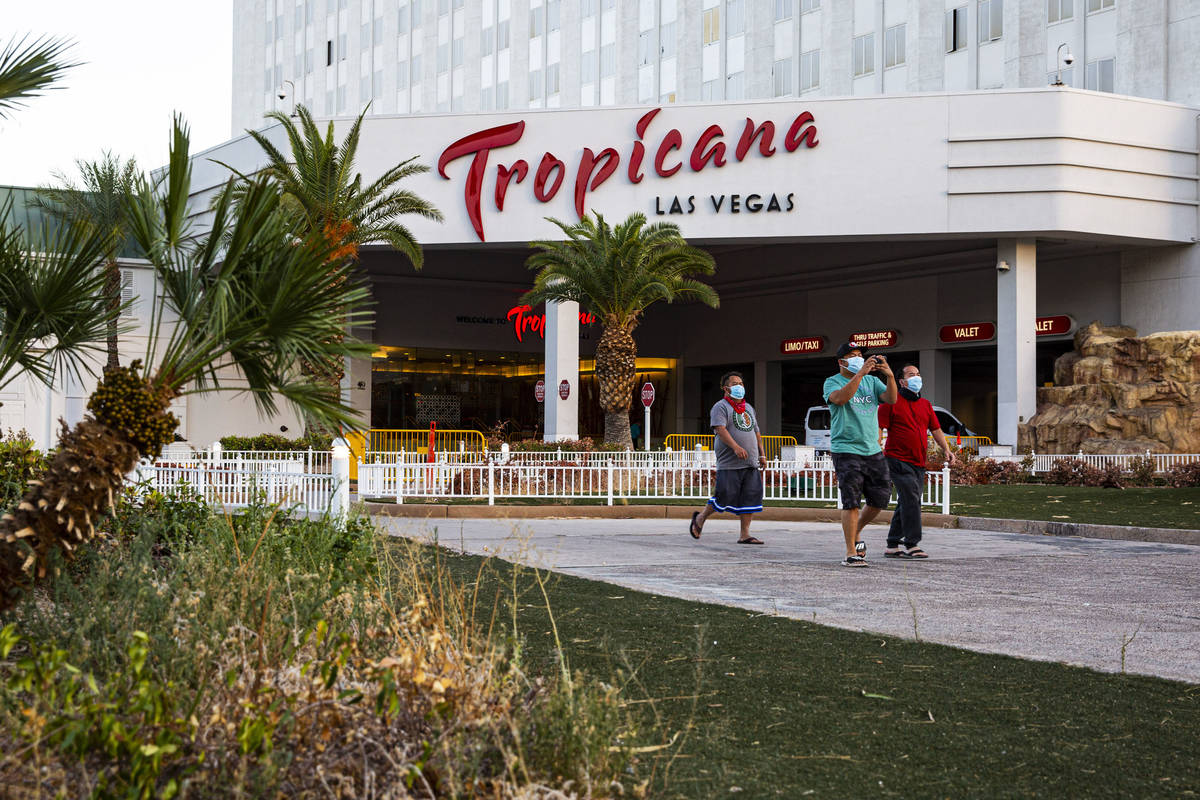 This July 7, 2020, file photo shows the Tropicana in Las Vegas. (Chase Stevens/Las Vegas Review ...