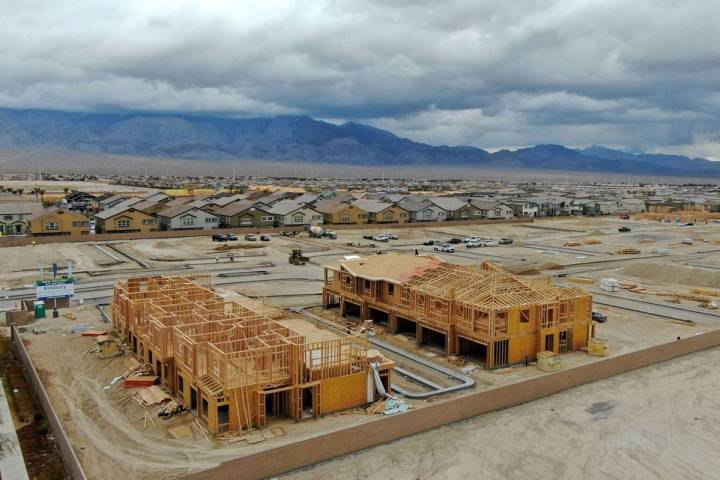 An aerial view of housing developments near North Decatur Boulevard between Elkhorn Road and Gr ...