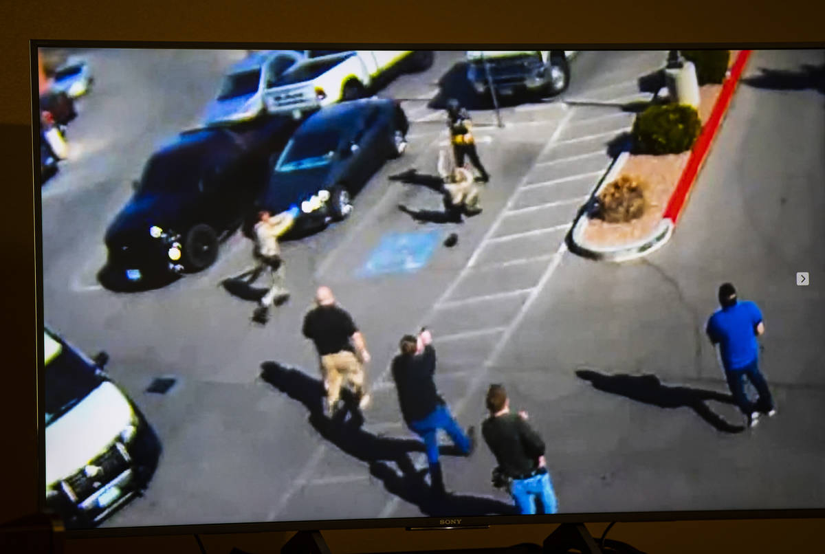 Video surveillance shows Marvon Payton Jr., upper center, before being fatally shot by Las Vega ...