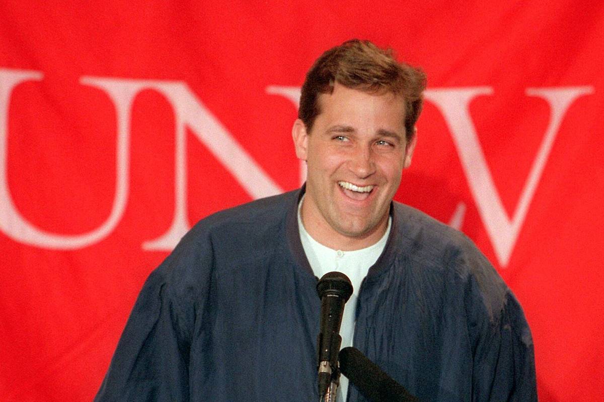 Coach Bill Bayno announces UNLV basketball signings April 18, 1996, in the Si Redd Room at the ...