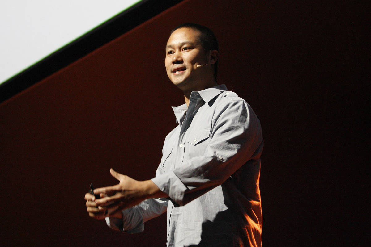 Zappos CEO Tony Hsieh speaks at the company's All Hands employee event at the Smith Center for ...