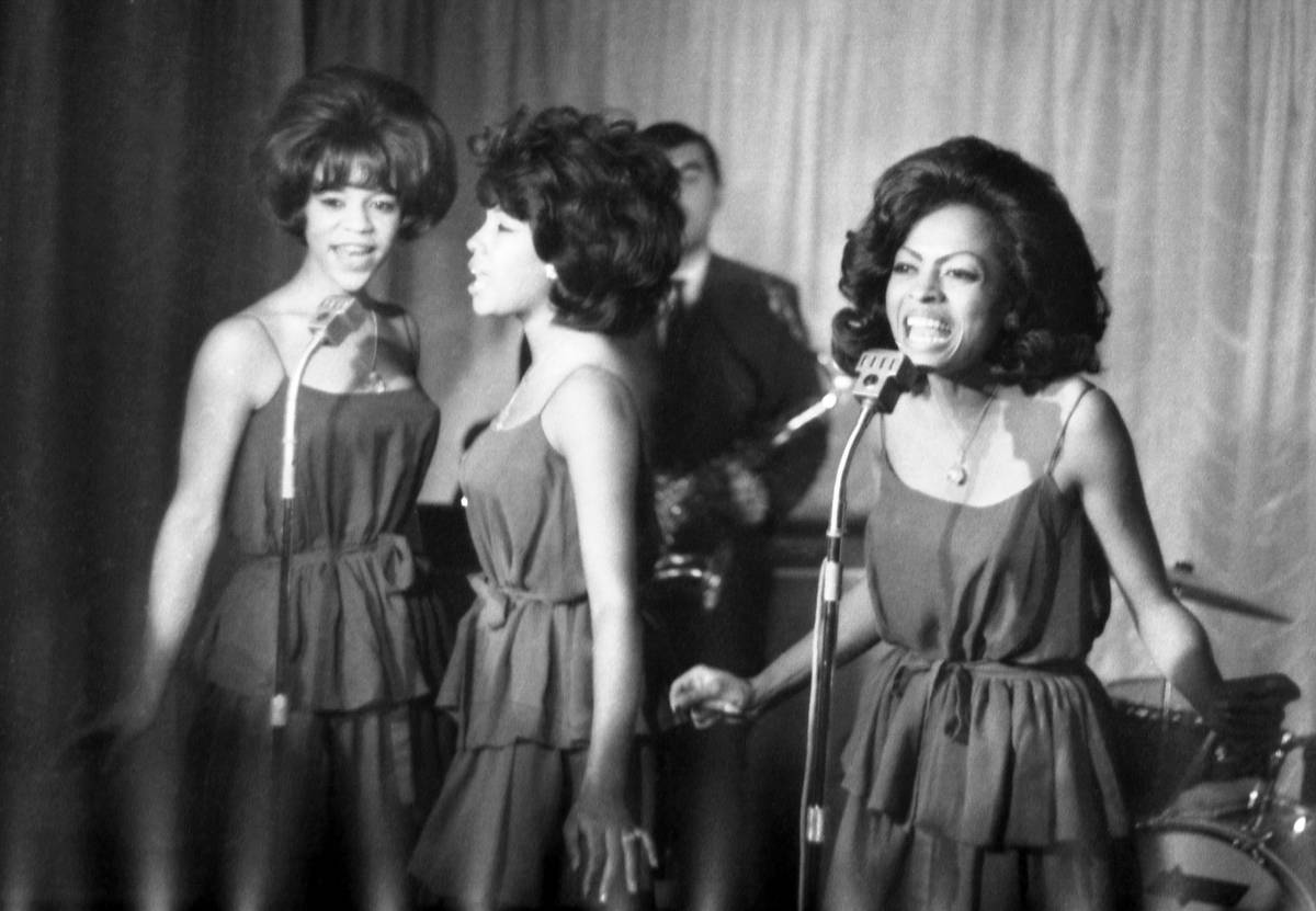The Supremes, from left, Florence Ballard, Mary Wilson and Diana Ross, perform during a recepti ...