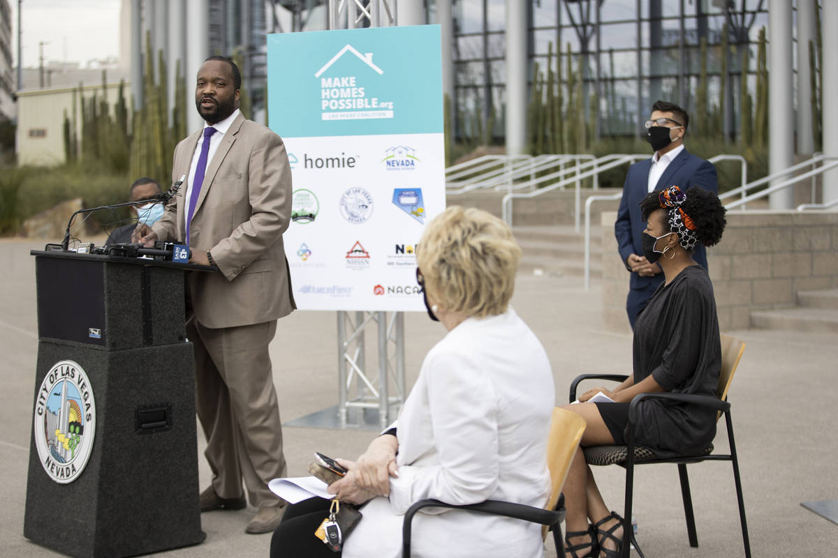 Urban Chamber of Commerce President Ken Evans speaks during a press conference to announce the ...