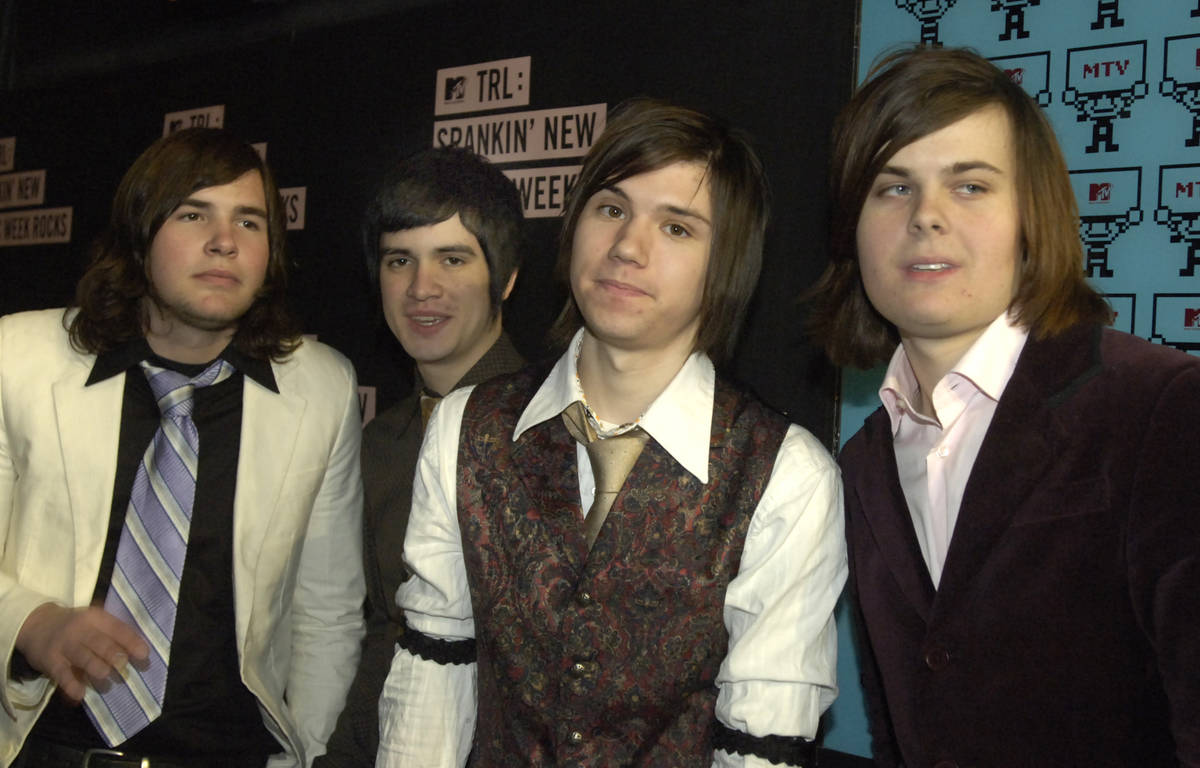In this Jan. 17, 2006, file photo, Panic! at the Disco poses backstage during MTV's "Total Requ ...