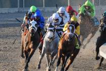 Discreetly Mine, right, ridden by Javier Castellano, turns for home and goes on to win the Rise ...