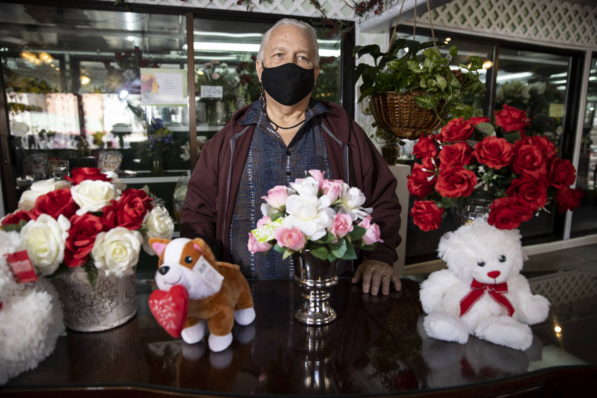 John DiBella, co-owner of DiBella Flowers & Gifts, poses for a portrait inside of his Las V ...