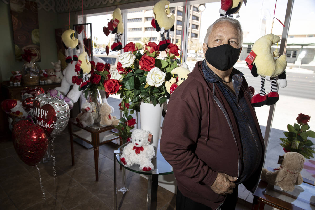 John DiBella, co-owner of DiBella Flowers & Gifts, poses for a portrait inside of his Las V ...