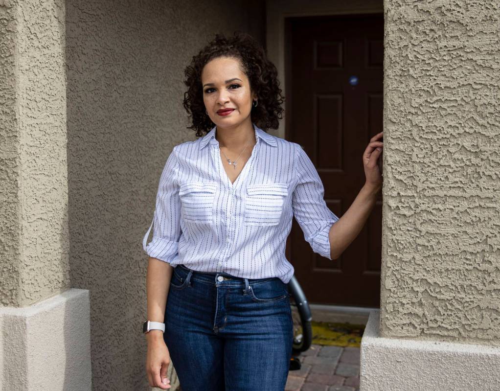 Tasha Rodriguez poses for a photo at her Las Vegas home, on Thursday, Feb. 11, 2021. Rodriguez ...