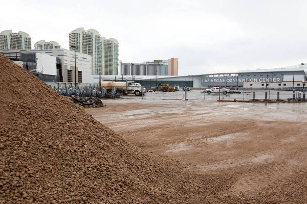 A vacant parcel on the north end of the Las Vegas Strip on Friday, Feb. 12, 2021, in Las Vegas. ...