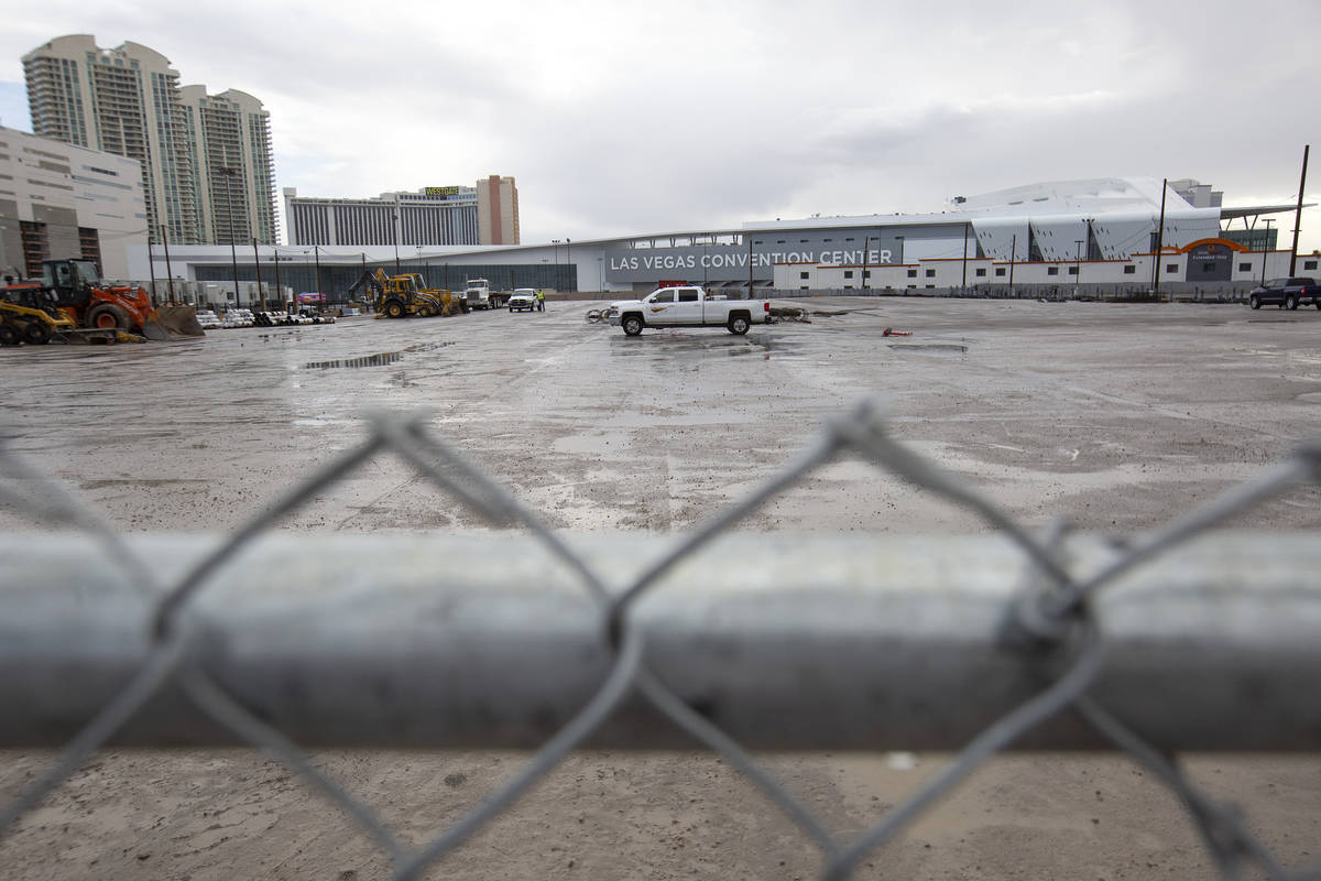 A vacant parcel on the north end of the Las Vegas Strip on Friday, Feb. 12, 2021, in Las Vegas. ...