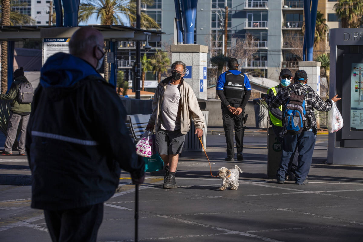 Passengers arrive and depart at the Bonneville Transit Center operated by the Regional Transpor ...