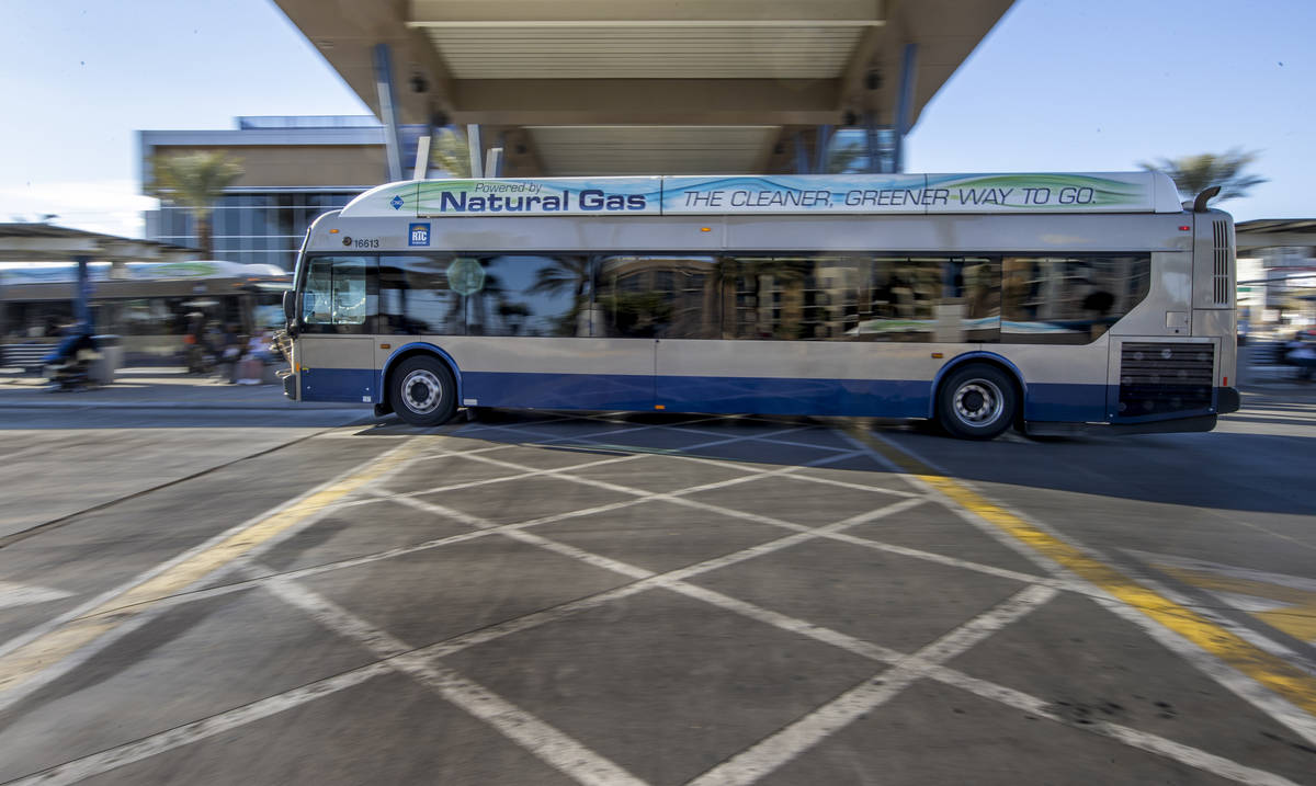 A bus arrives at the Bonneville Transit Center operated by the Regional Transportation Commissi ...