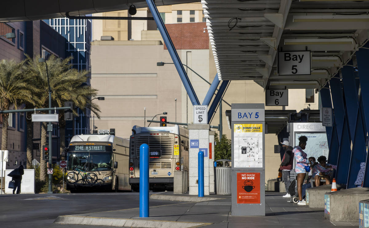 Passengers move about the Bonneville Transit Center operated by the Regional Transportation Com ...