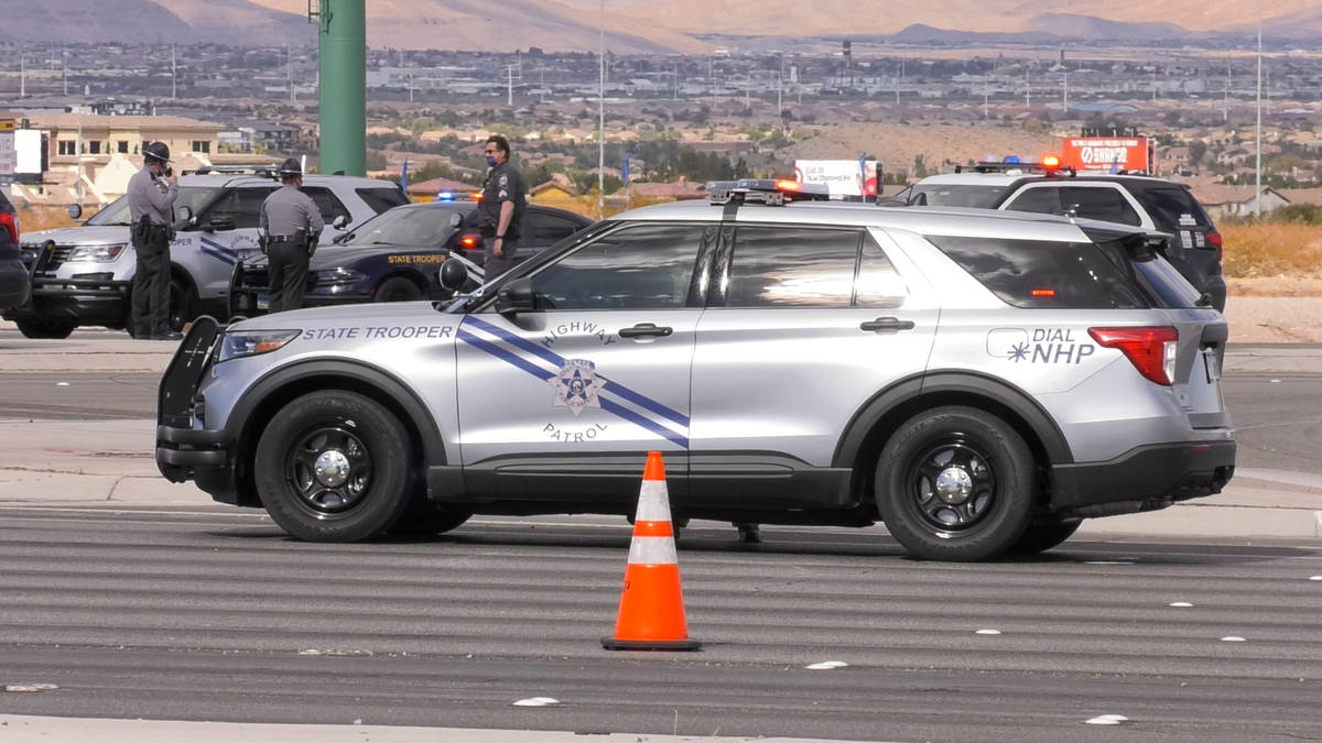 Police investigate a fatal crash Saturday, Feb. 13, 2021, at Las Vegas Boulevard South and St. ...