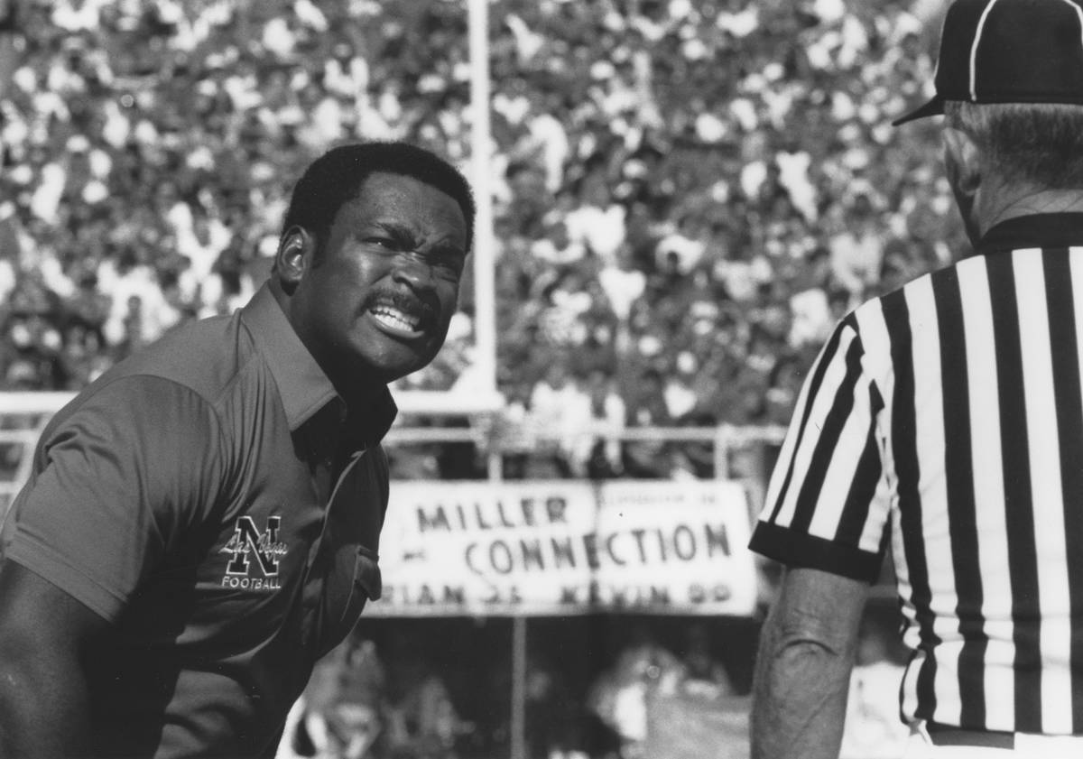 UNLV coach Wayne Nunnely during a game at No. 9 Nebraska on Oct. 1, 1988. Photo courtesy of UNL ...